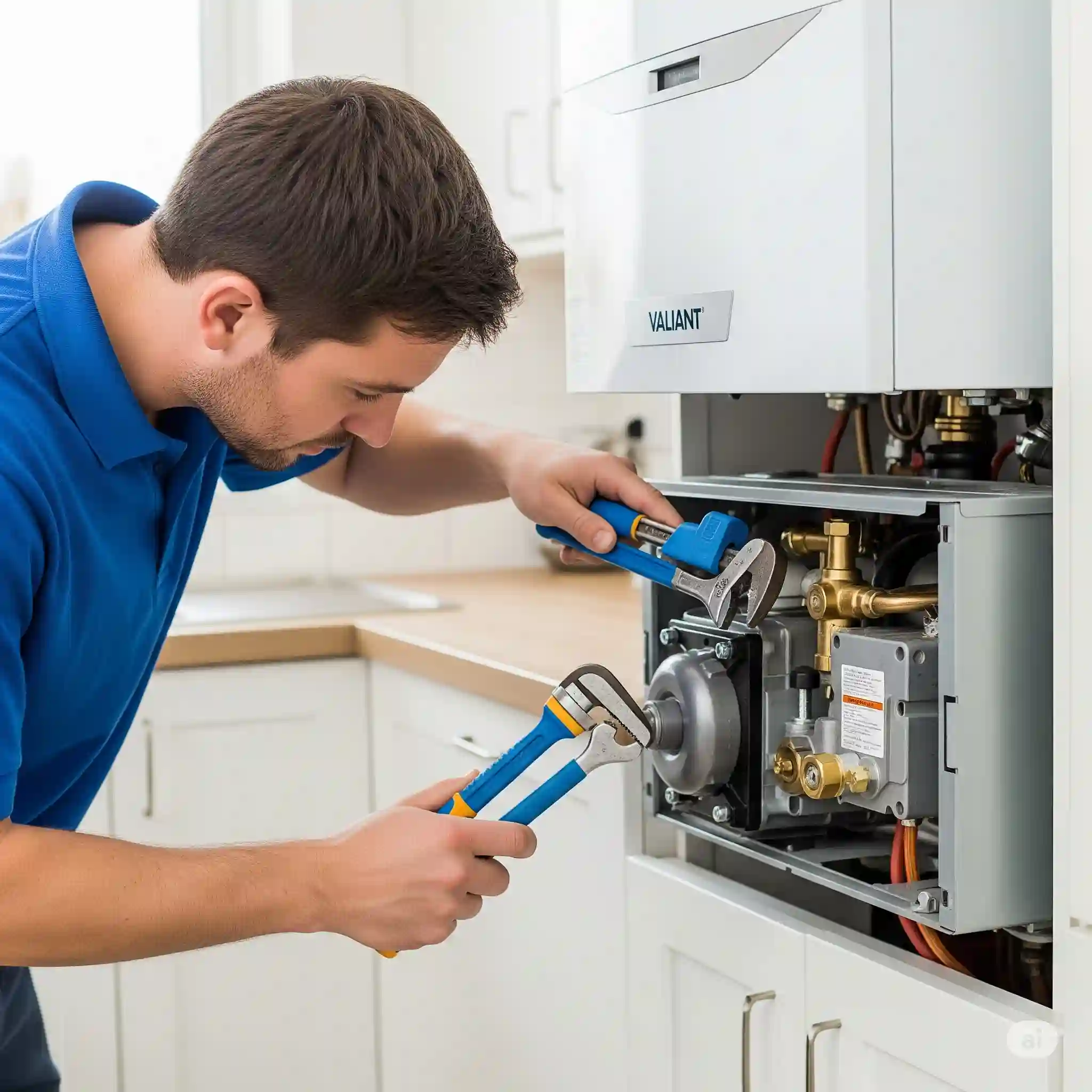 Professional boiler engineer repairing a boiler in Epping